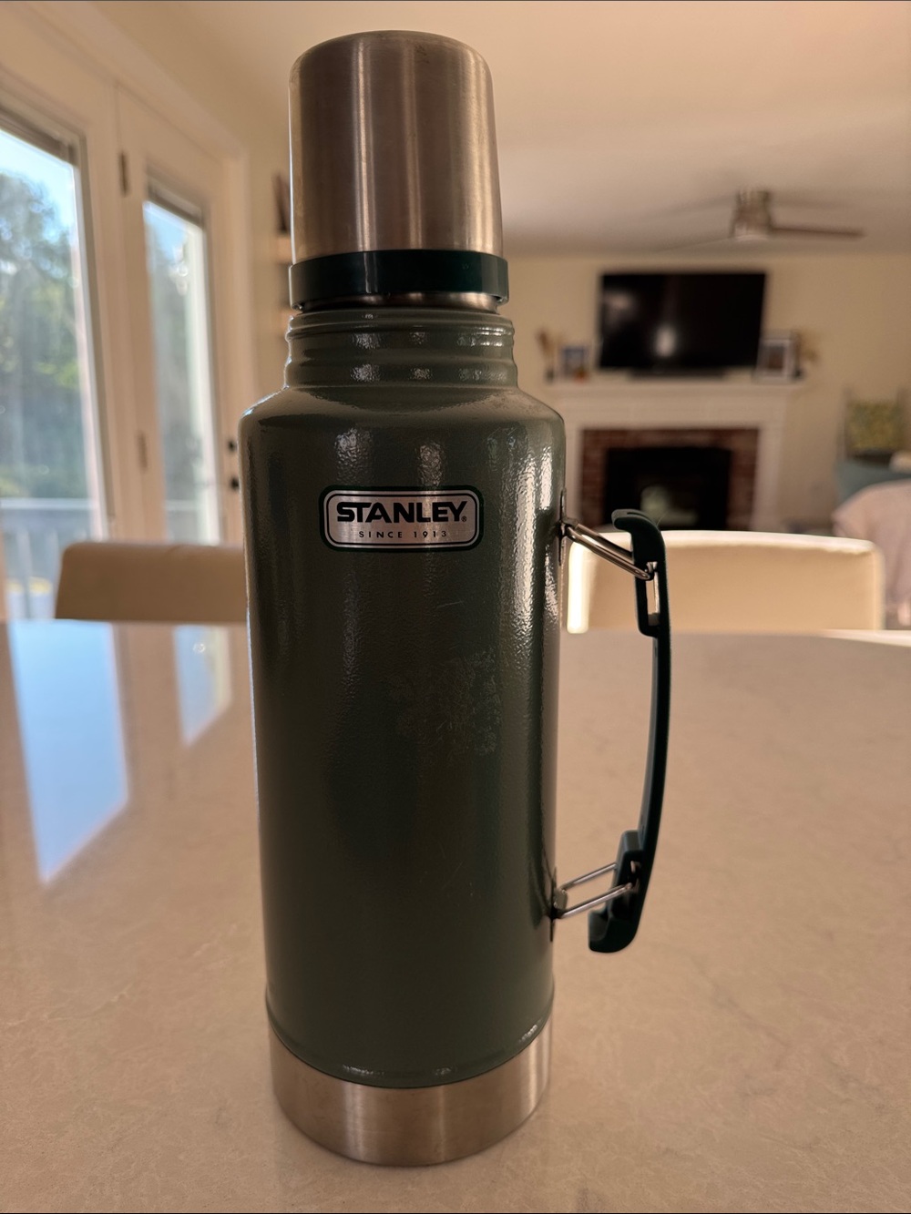 Large Stanley Olive Green Vacuum Flask with Stainless Lid